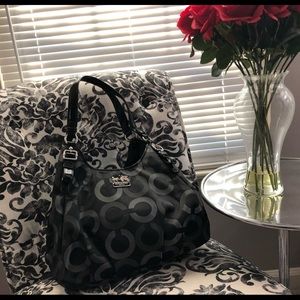 Authentic Coach black sateen handbag